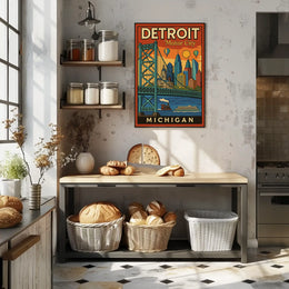 Detroit Urban Adventure Vintage Travel Poster PosterGoat