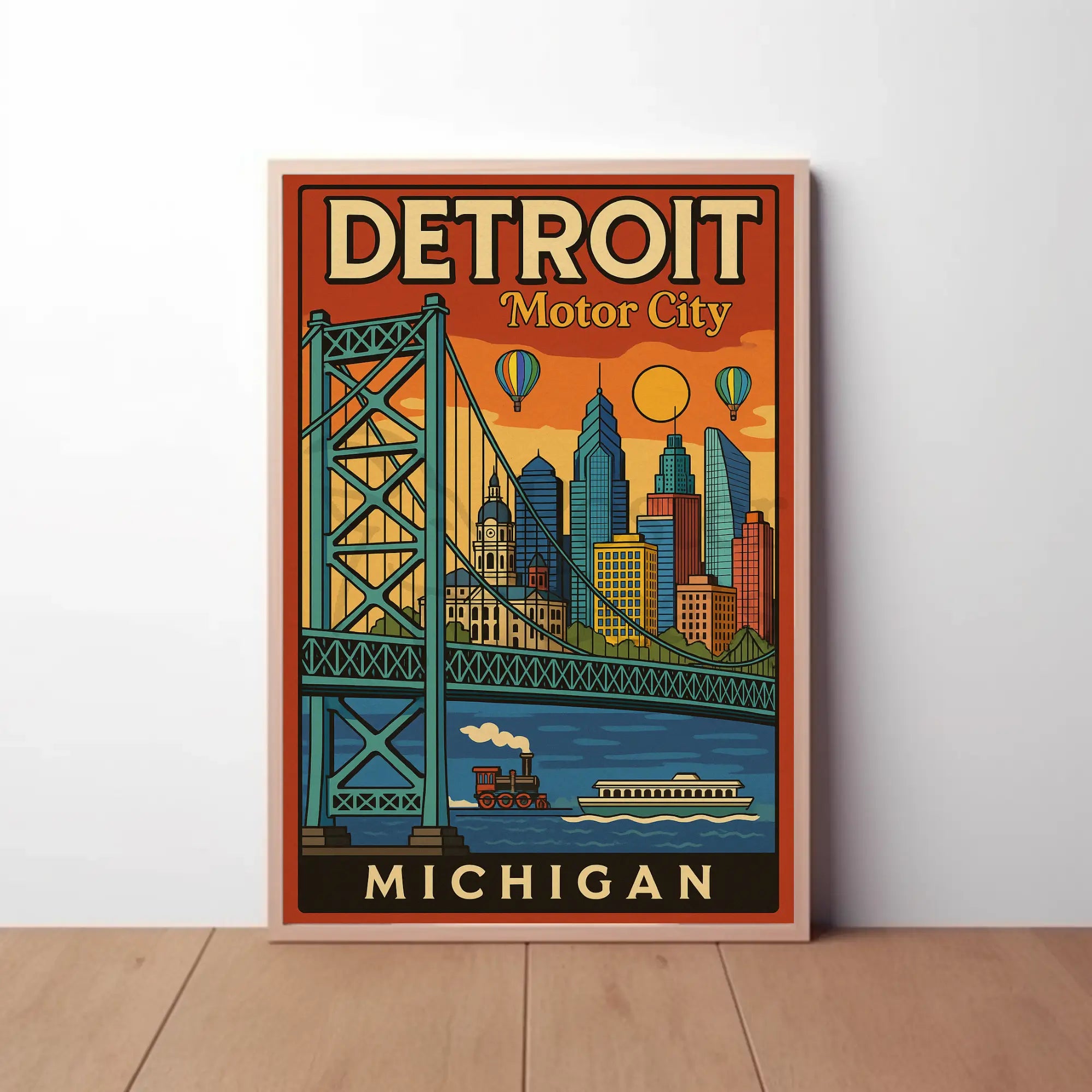 Detroit Urban Adventure Vintage Travel Poster PosterGoat