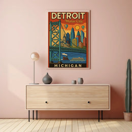 Detroit Urban Adventure Vintage Travel Poster PosterGoat