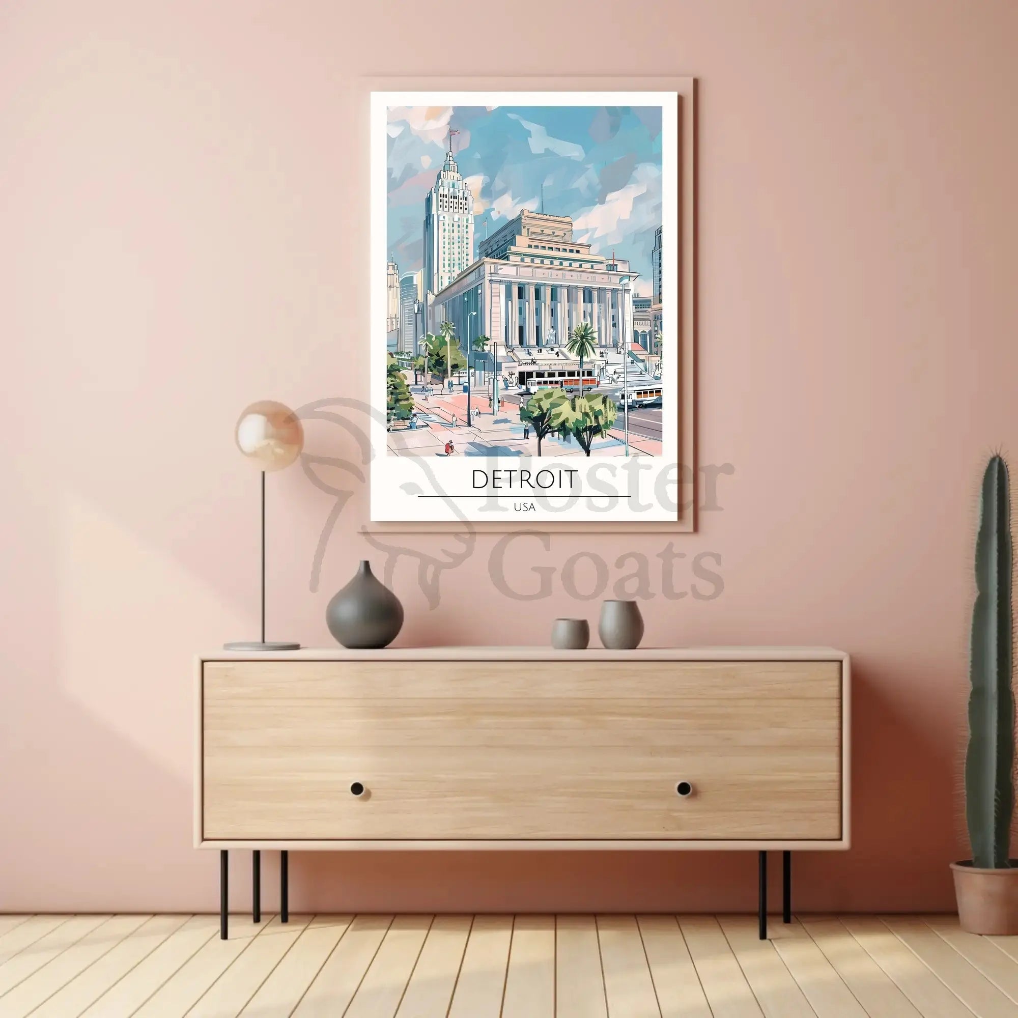 Detroit Urban Charm Travel Poster PosterGoat