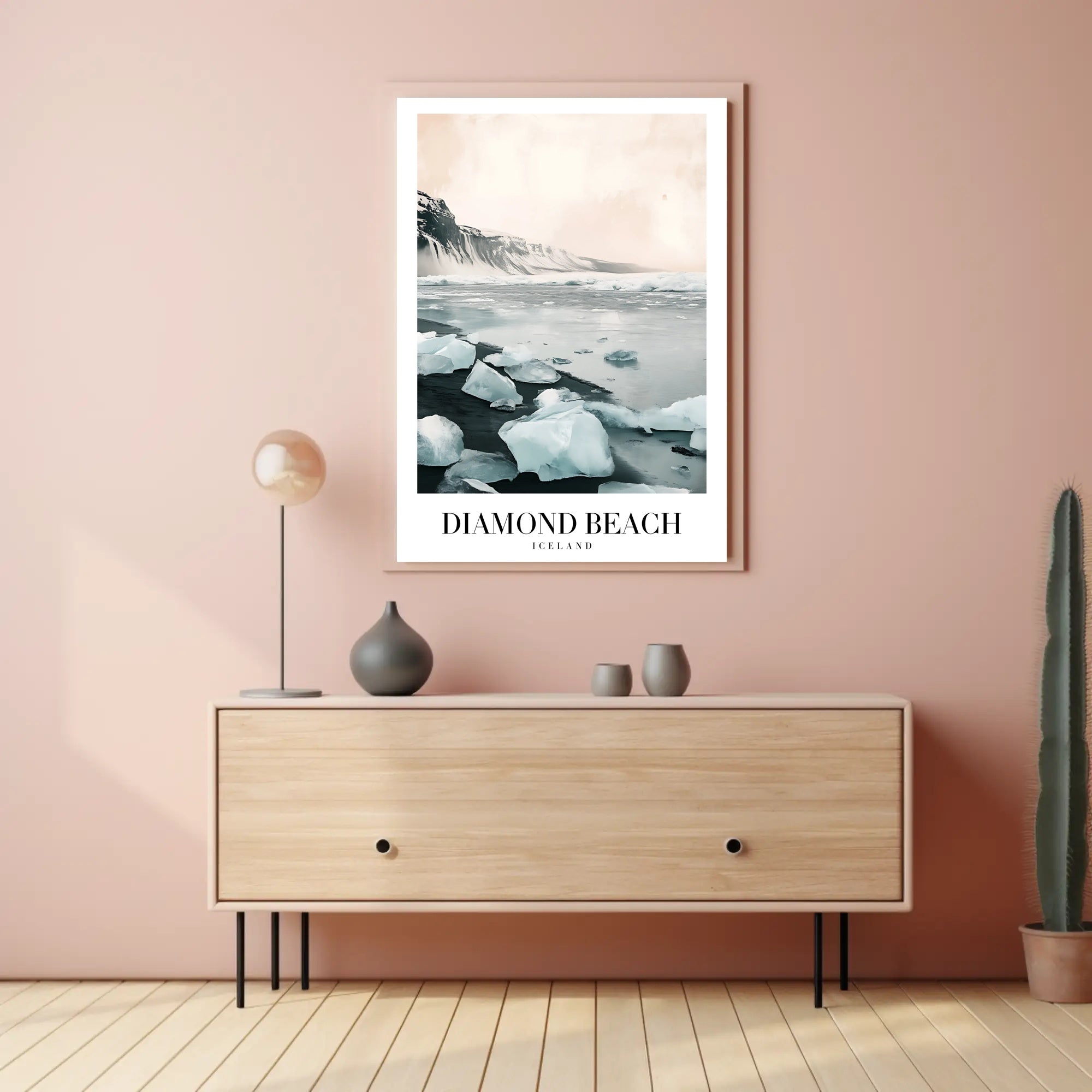 Diamond Beach Photorealistic Scenic Travel Poster PosterGoat