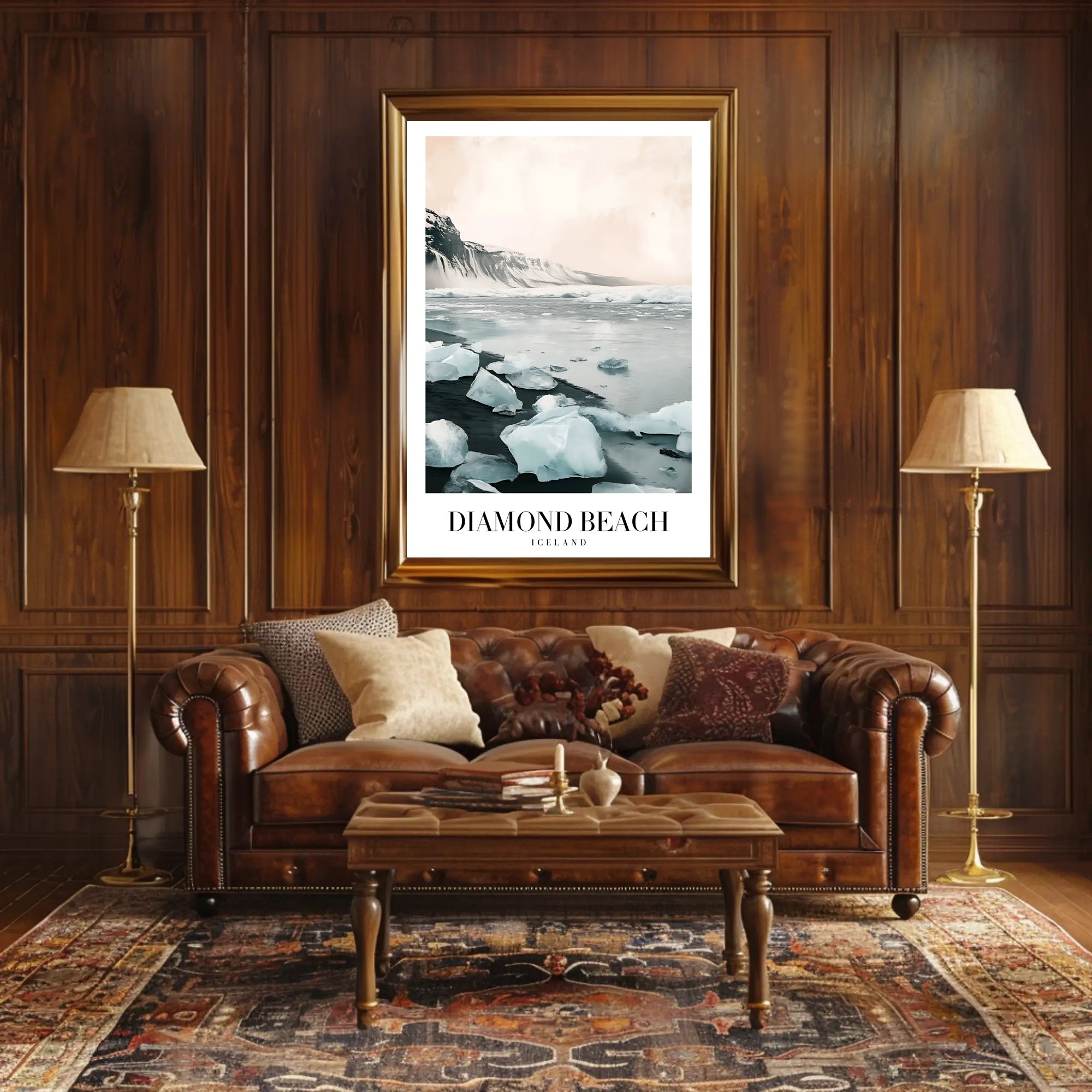 Diamond Beach Photorealistic Scenic Travel Poster PosterGoat