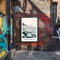 Diamond Beach Photorealistic Scenic Travel Poster PosterGoat