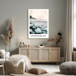 Diamond Beach Photorealistic Scenic Travel Poster PosterGoat