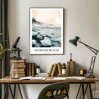 Diamond Beach Photorealistic Scenic Travel Poster PosterGoat