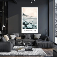 Diamond Beach Photorealistic Scenic Travel Poster PosterGoat