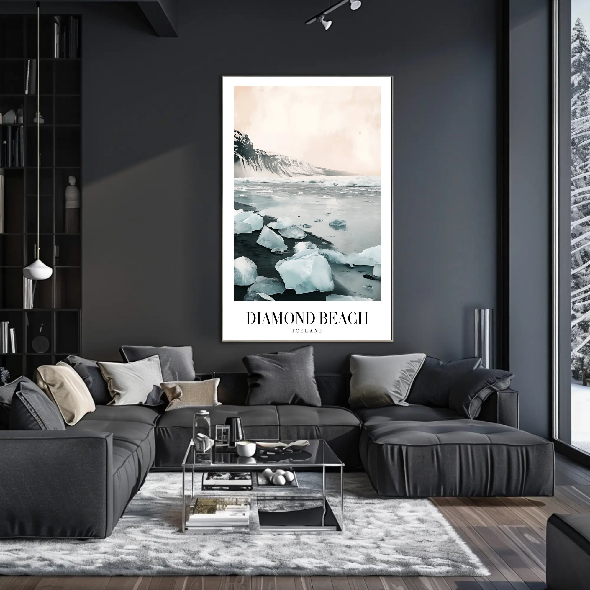 Diamond Beach Photorealistic Scenic Travel Poster PosterGoat