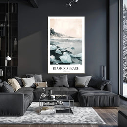 Diamond Beach Photorealistic Scenic Travel Poster PosterGoat