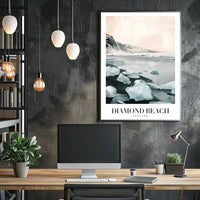 Diamond Beach Photorealistic Scenic Travel Poster PosterGoat