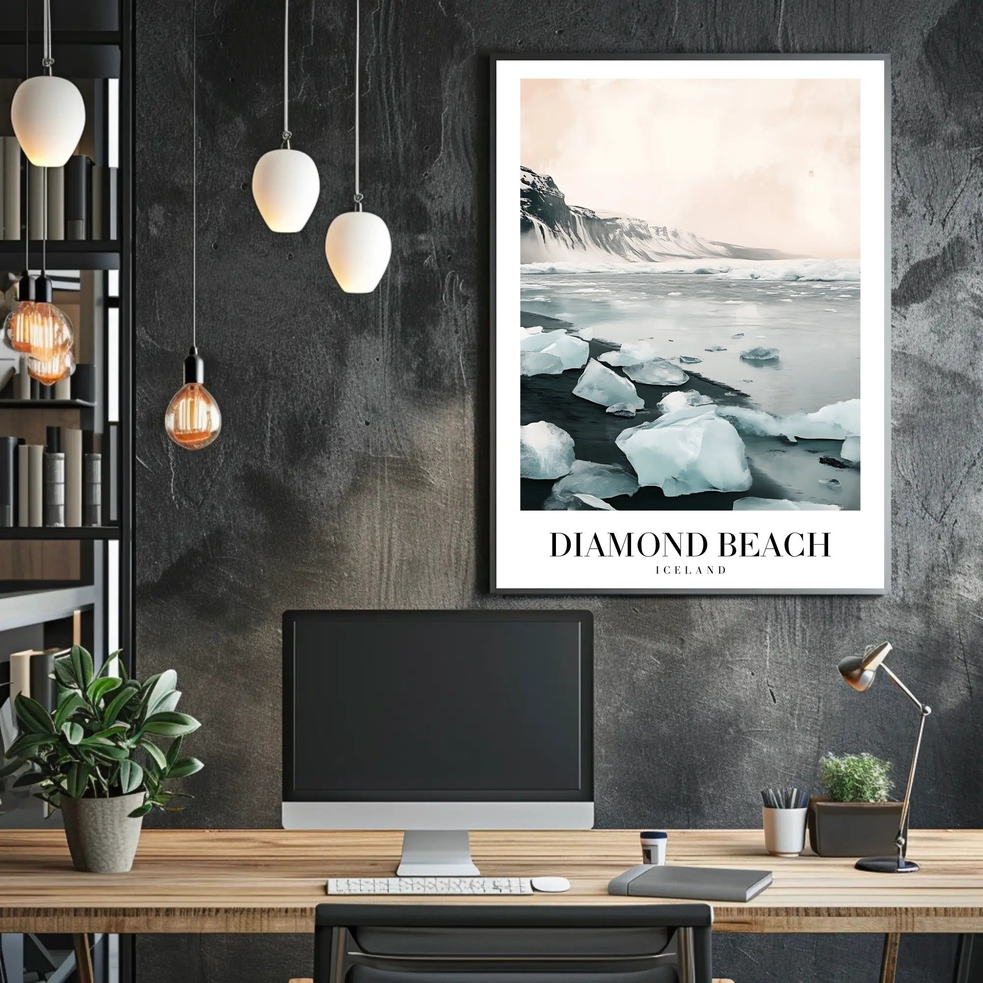 Diamond Beach Photorealistic Scenic Travel Poster PosterGoat