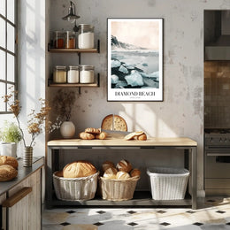Diamond Beach Photorealistic Scenic Travel Poster PosterGoat
