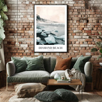 Diamond Beach Photorealistic Scenic Travel Poster PosterGoat