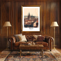 Dijon Cityscape Gothic Cathedral Poster PosterGoat