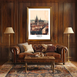 Dijon Cityscape Gothic Cathedral Poster PosterGoat