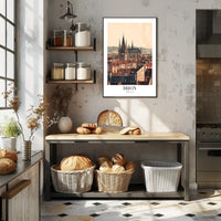 Dijon Cityscape Gothic Cathedral Poster PosterGoat