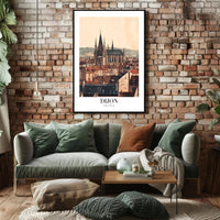 Dijon Cityscape Gothic Cathedral Poster PosterGoat