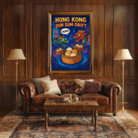 Dim Sum Drift Dragons: Colorful Hong Kong Travel Poster PosterGoat