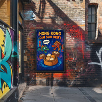 Dim Sum Drift Dragons: Colorful Hong Kong Travel Poster PosterGoat