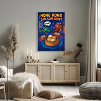Dim Sum Drift Dragons: Colorful Hong Kong Travel Poster PosterGoat