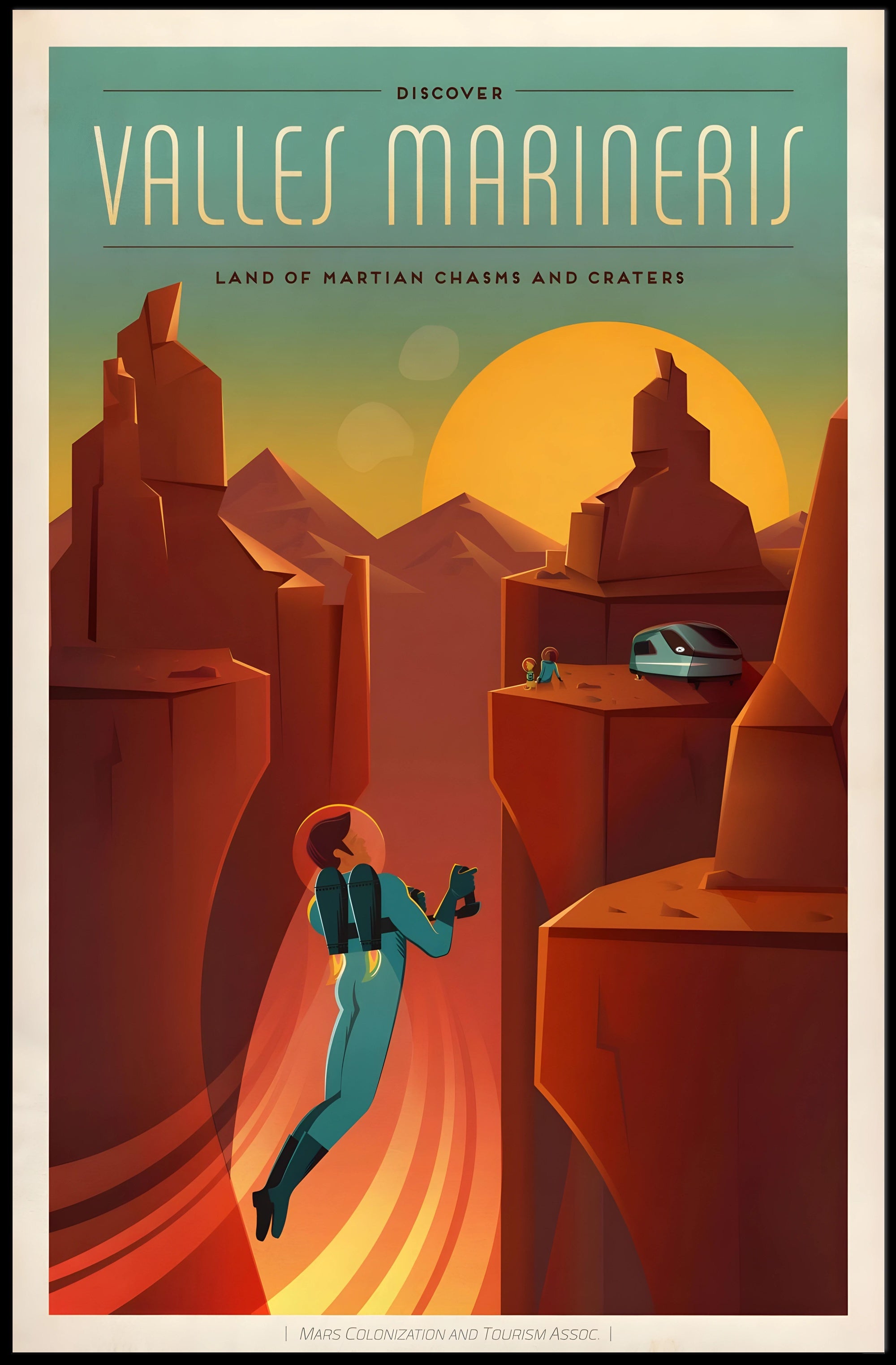 Discover Mars: Retro-Futuristic Valles Marineris Travel Poster PosterGoat