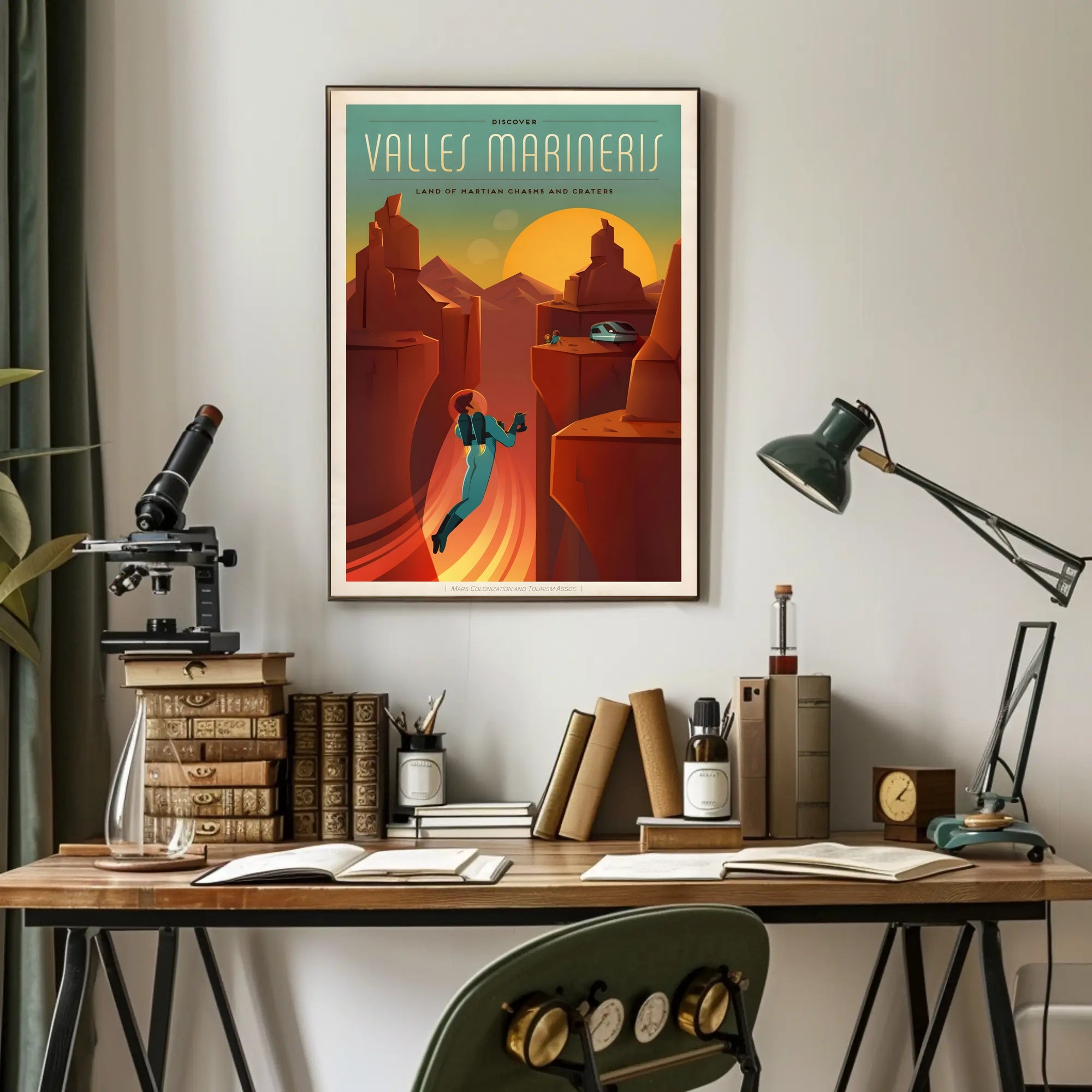 Discover Mars: Retro-Futuristic Valles Marineris Travel Poster PosterGoat