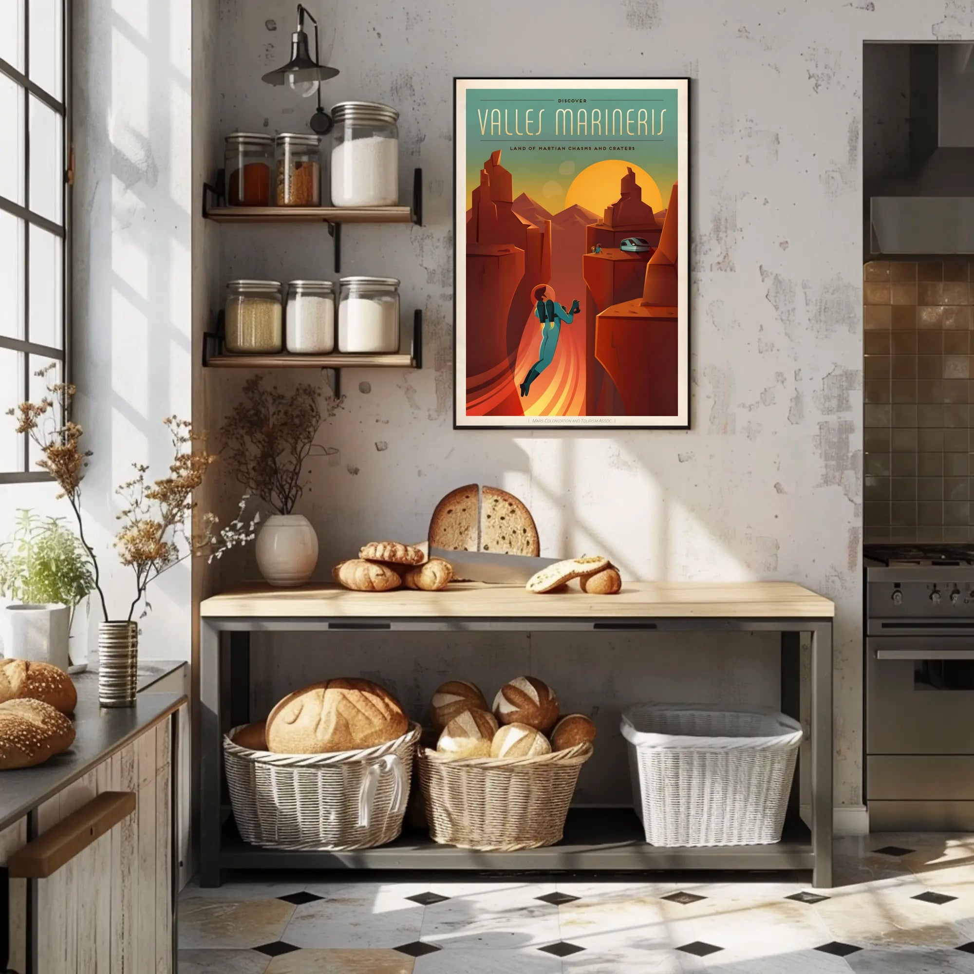 Discover Mars: Retro-Futuristic Valles Marineris Travel Poster PosterGoat