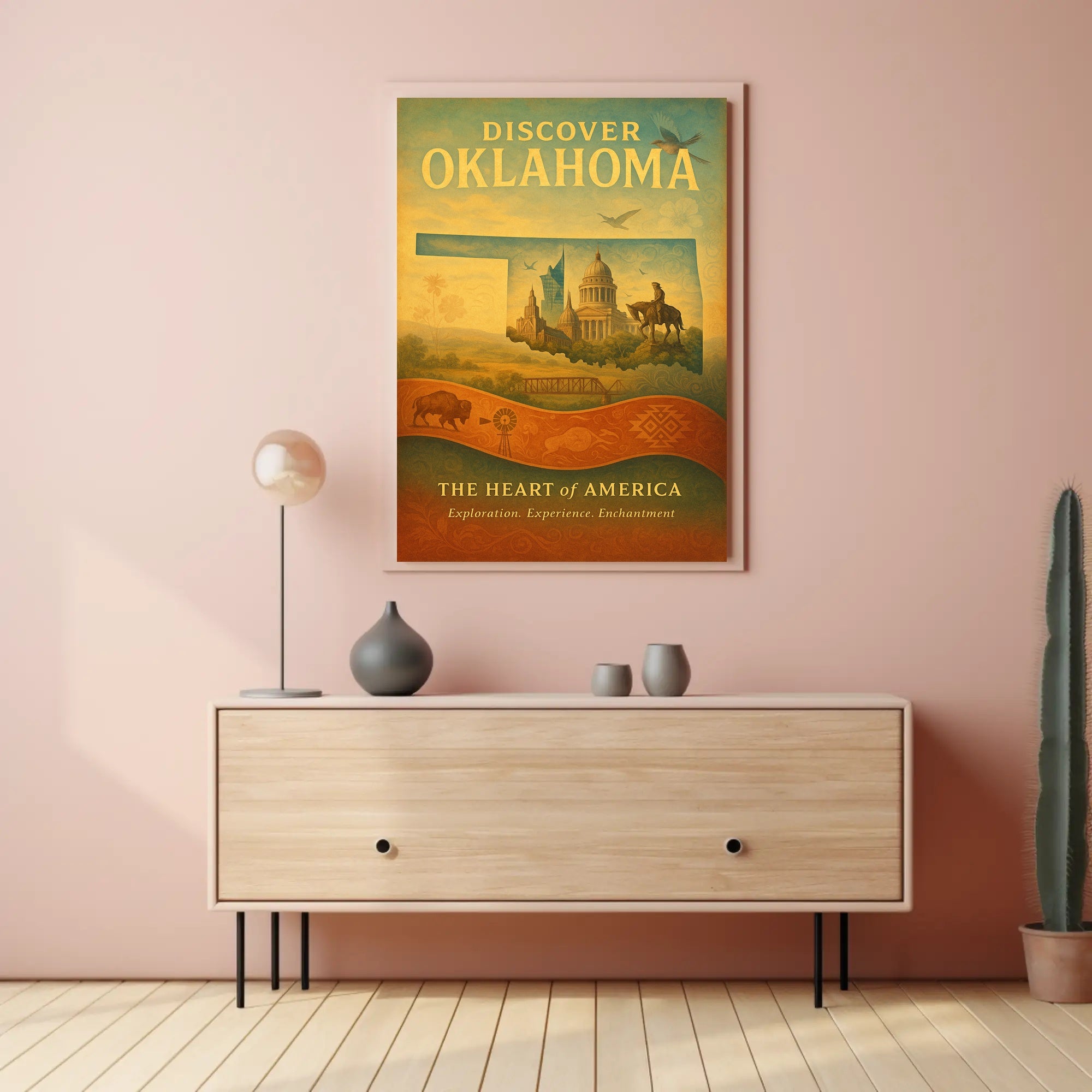 Discover Oklahoma Heart of America Poster PosterGoat
