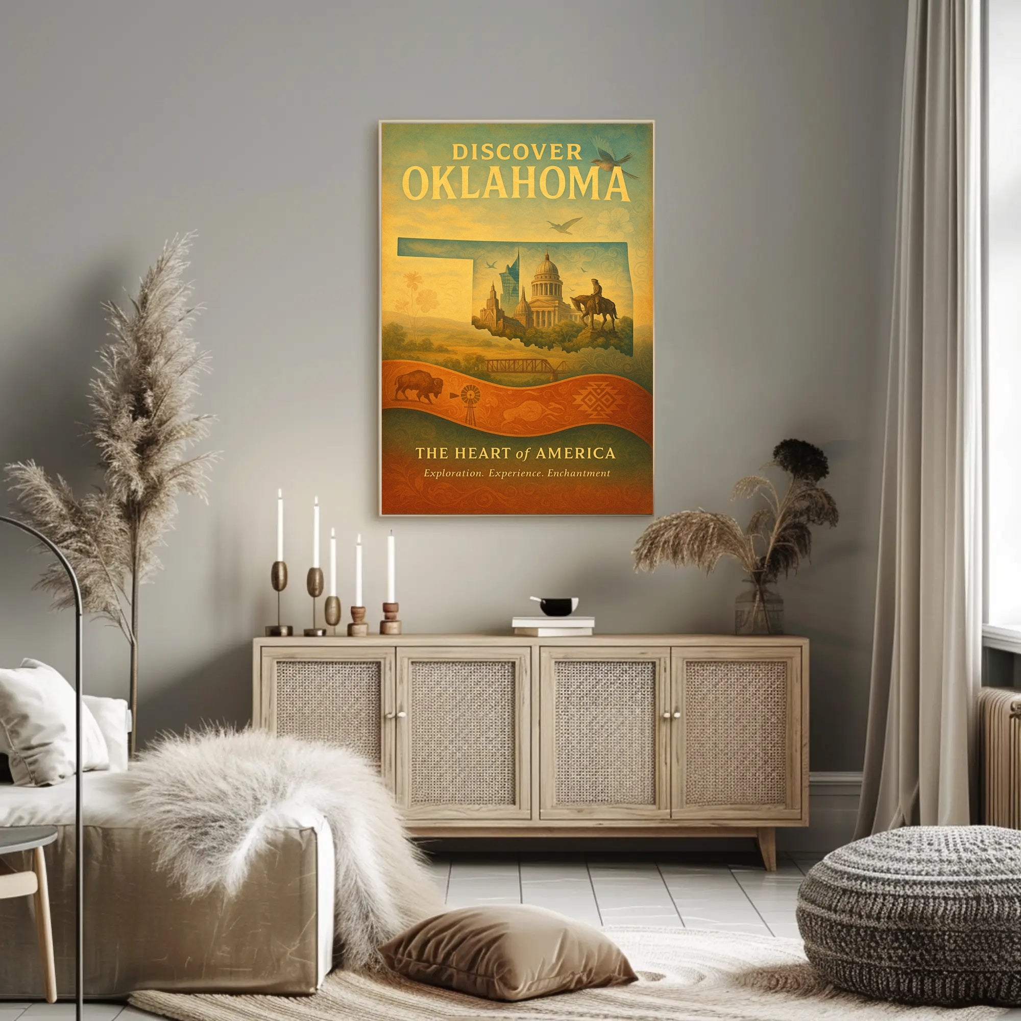 Discover Oklahoma Heart of America Poster PosterGoat