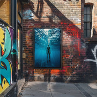 Diver's Solitude Underwater Scene - Abstract, Artistic Poster PosterGoat