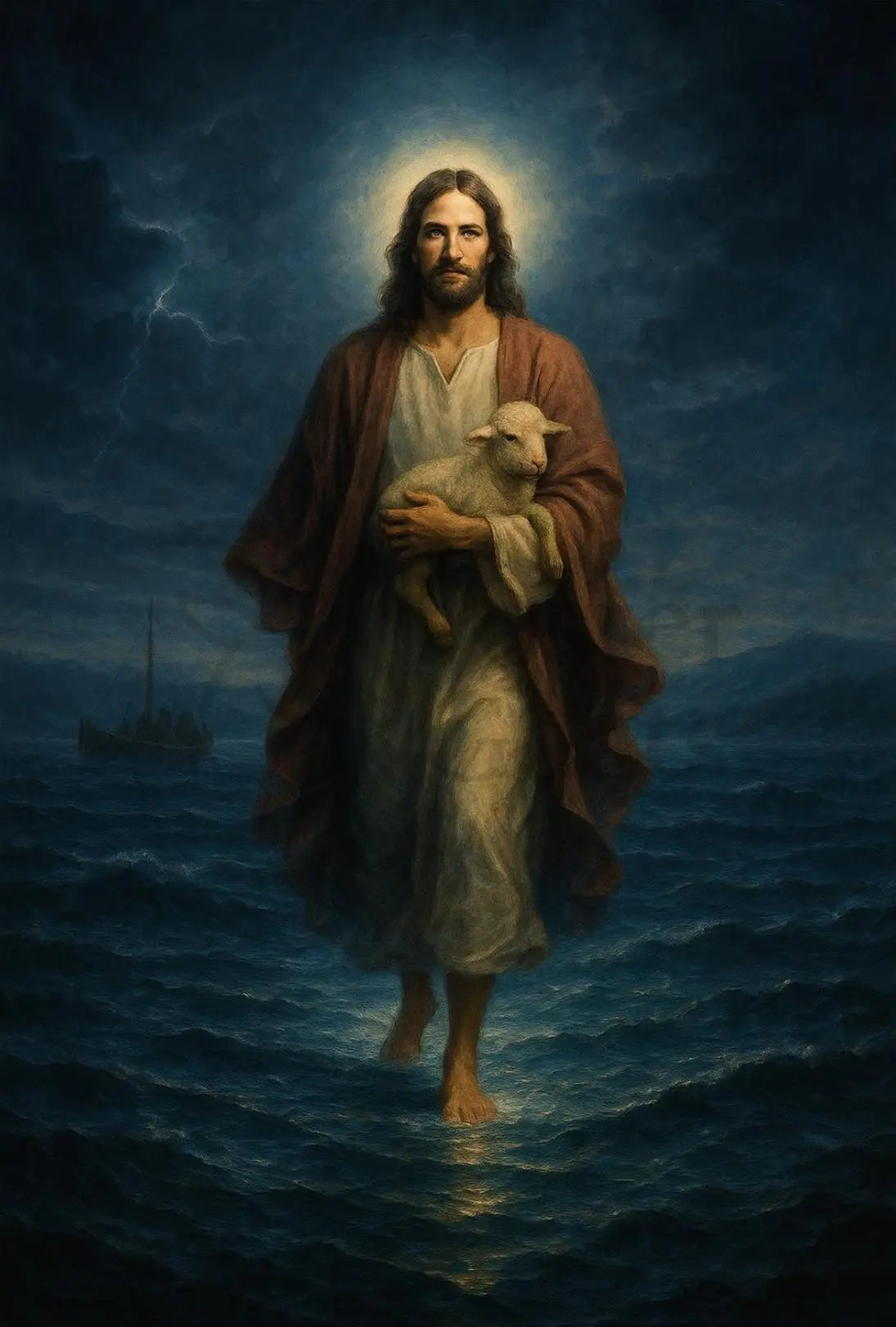 Divine Compassion on Stormy Seas Heritage Poster PosterGoat