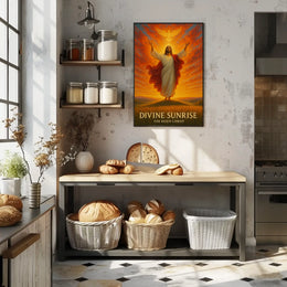 Divine Sunrise: Risen Christ Religious Artistic Poster PosterGoat