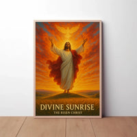 Divine Sunrise: Risen Christ Religious Artistic Poster PosterGoat