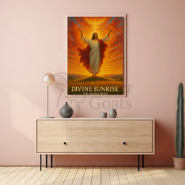 Divine Sunrise: Risen Christ Religious Artistic Poster PosterGoat