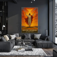 Divine Sunrise: Risen Christ Religious Artistic Poster PosterGoat