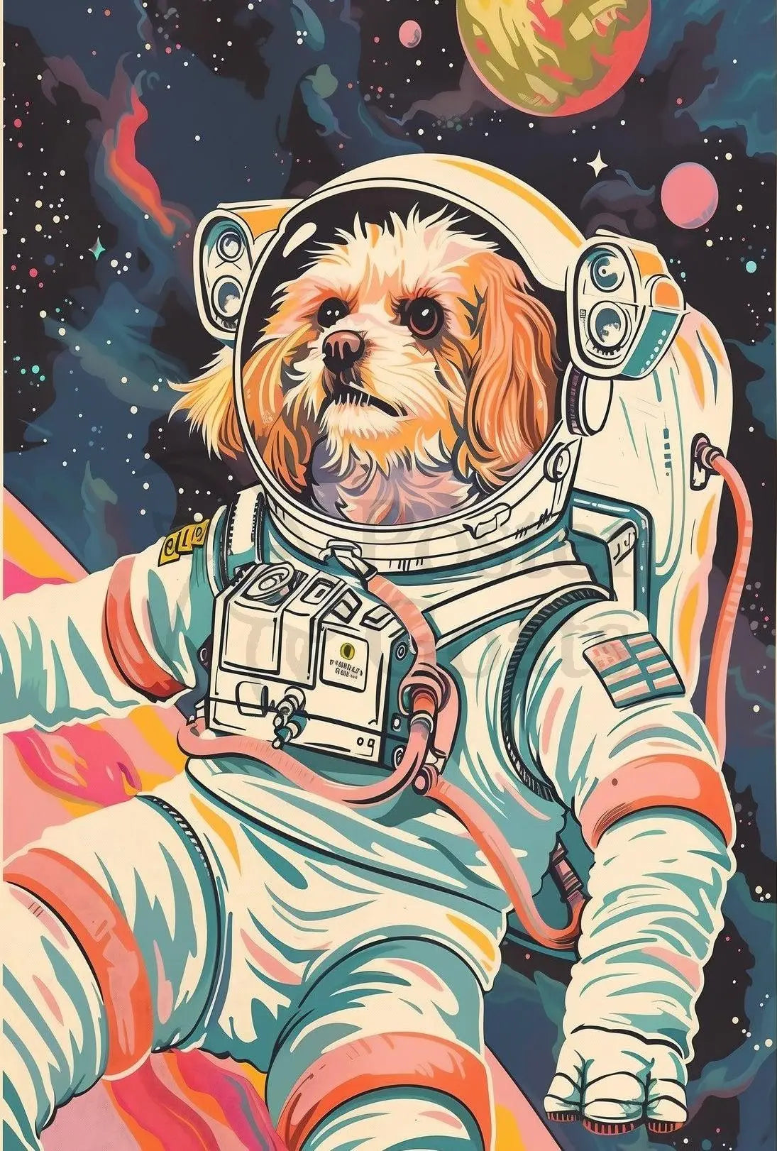 Dog Astronaut Adventure Futuristic Sci-Fi Poster PosterGoat