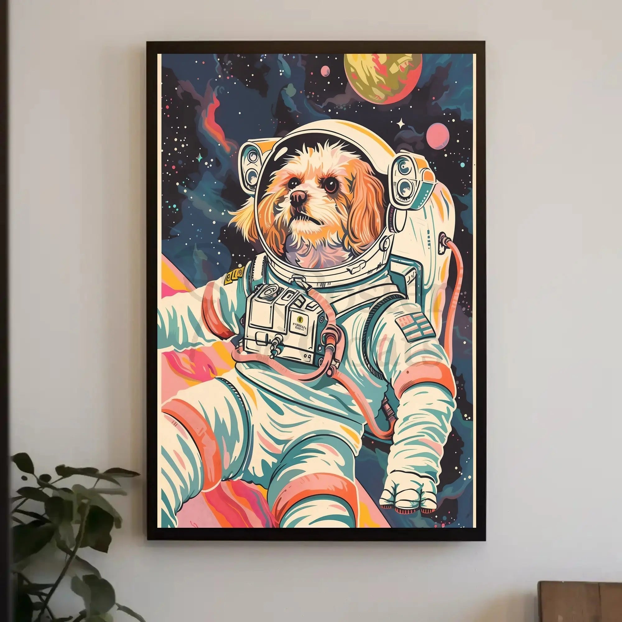 Dog Astronaut Adventure Futuristic Sci-Fi Poster PosterGoat