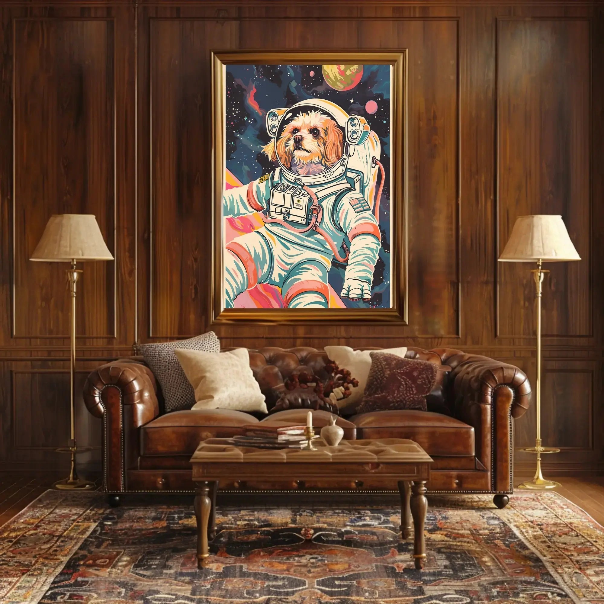 Dog Astronaut Adventure Futuristic Sci-Fi Poster PosterGoat