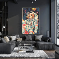 Dog Astronaut Adventure Futuristic Sci-Fi Poster PosterGoat