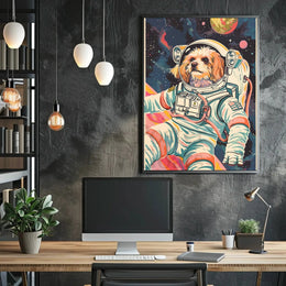 Dog Astronaut Adventure Futuristic Sci-Fi Poster PosterGoat