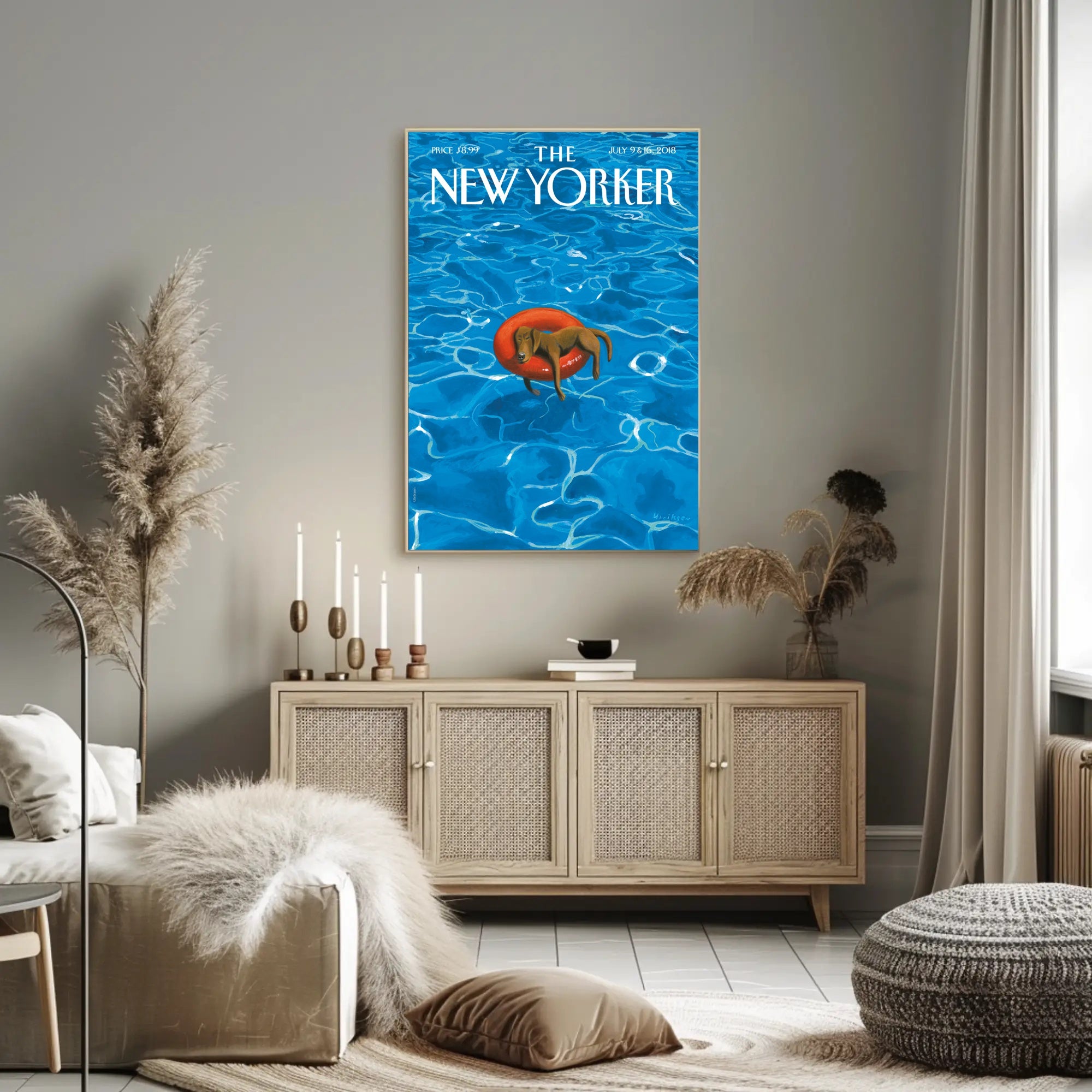 Dog on Inflatable Ring Summer Fun Animal Poster PosterGoat