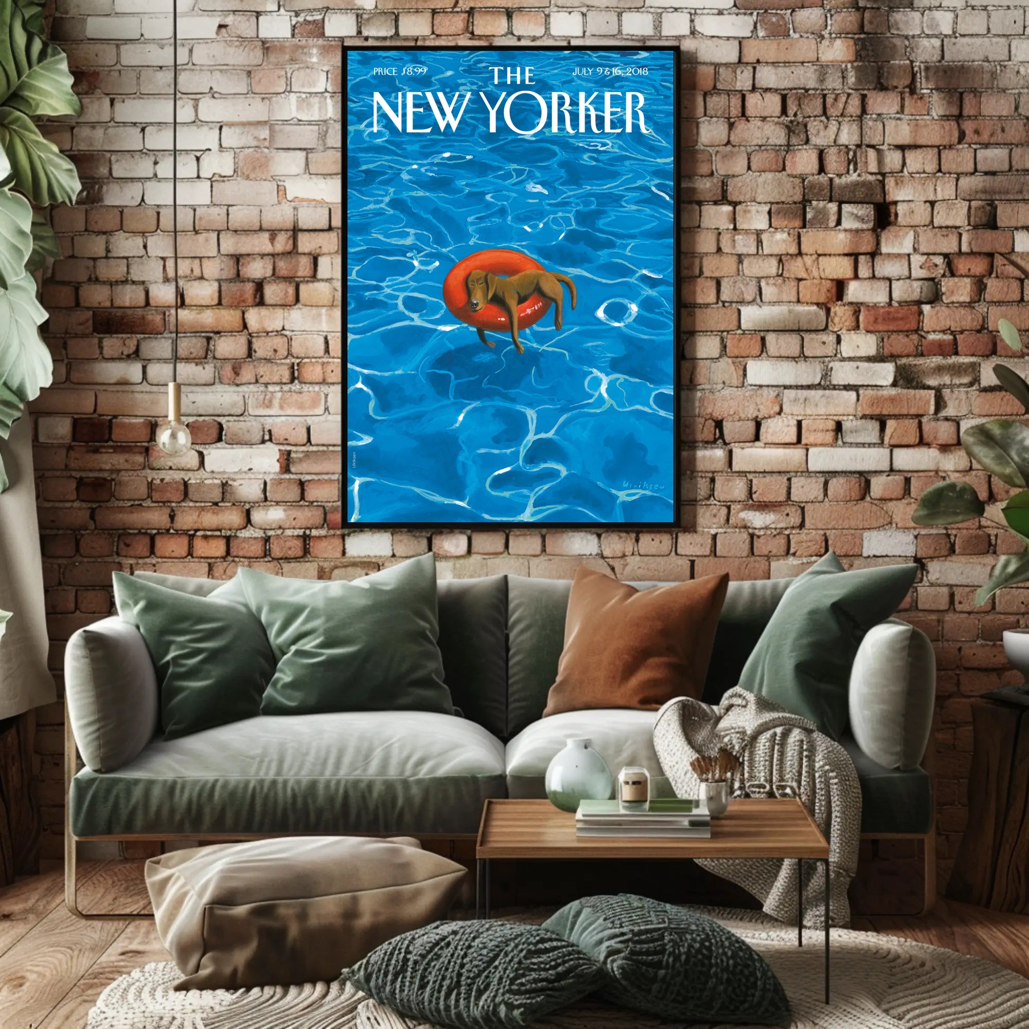 Dog on Inflatable Ring Summer Fun Animal Poster PosterGoat