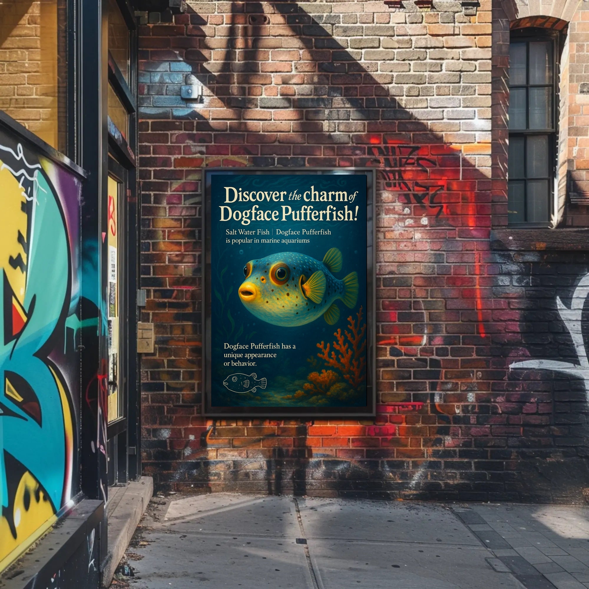 Dogface Pufferfish Poster Art Print Decor PosterGoat
