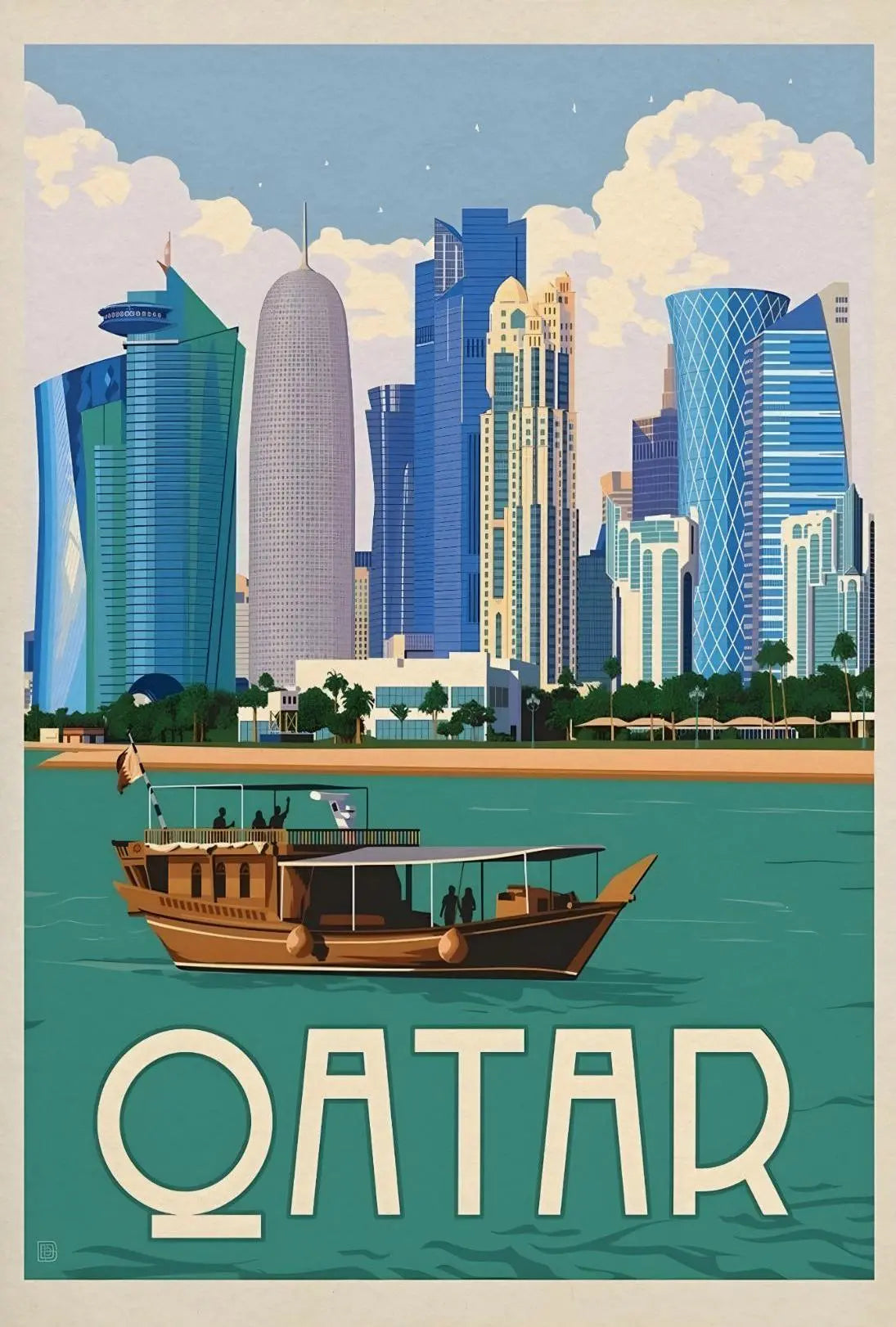 Doha Cityscape Serenity: Modern Tradition Heritage Poster PosterGoat