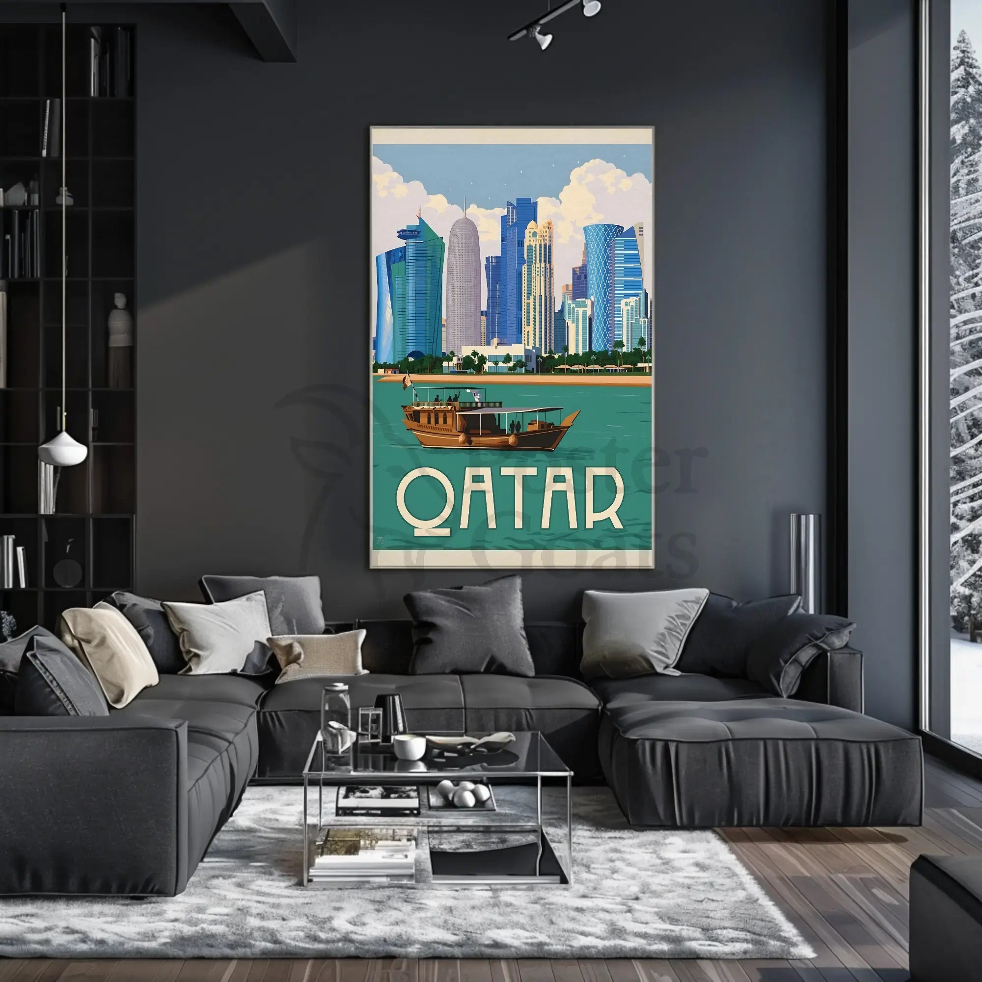 Doha Cityscape Serenity: Modern Tradition Heritage Poster PosterGoat