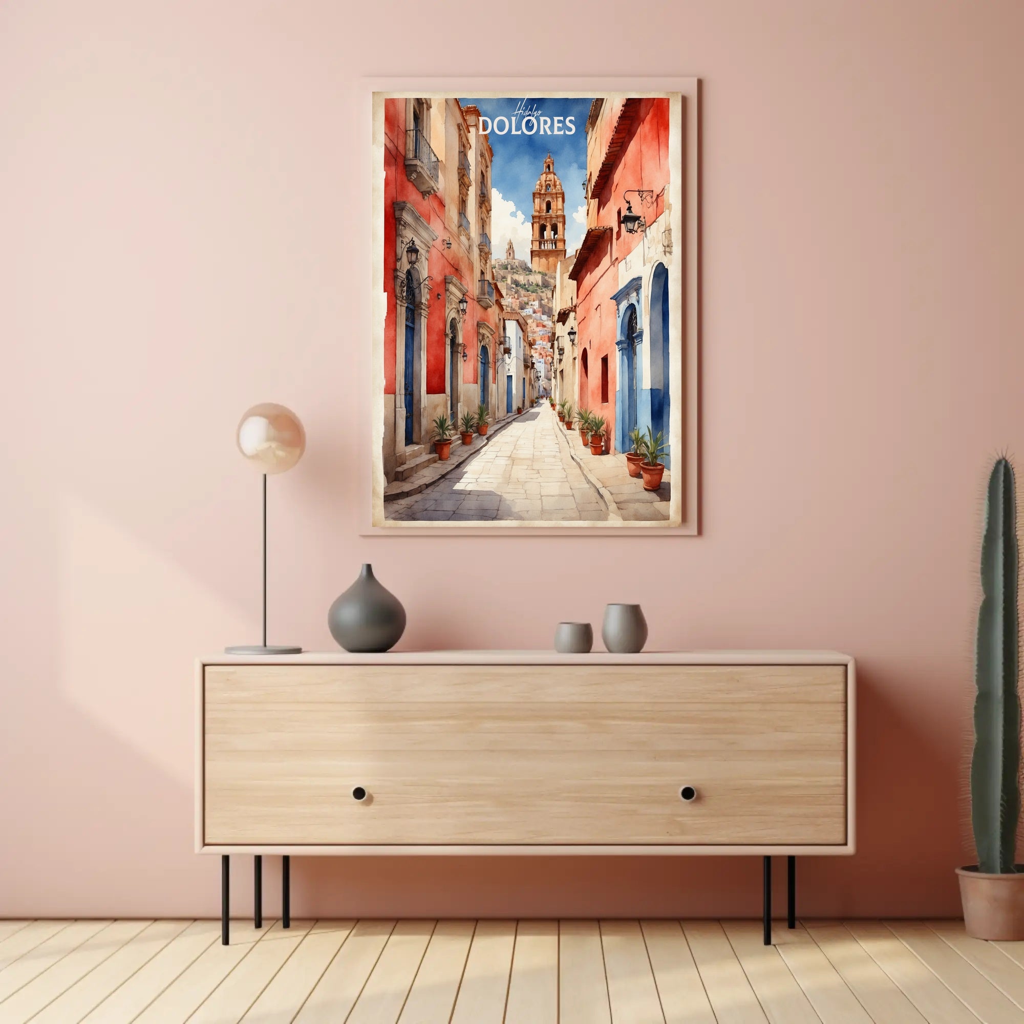 Dolores Hidalgo Watercolor Street Art Urban or Cityscape Poster PosterGoat