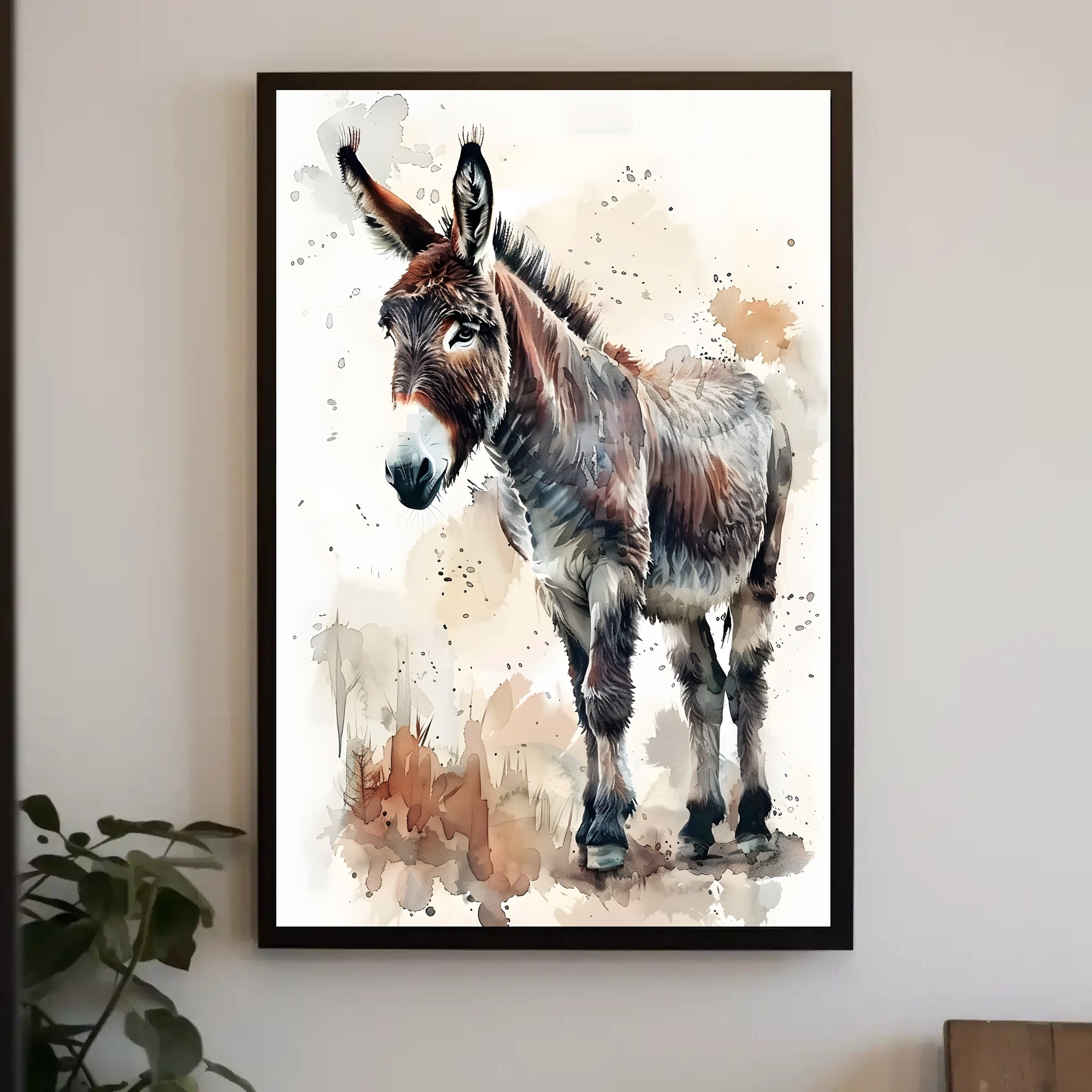 Donkey Watercolor Illustration: Rustic Animal Poster PosterGoat
