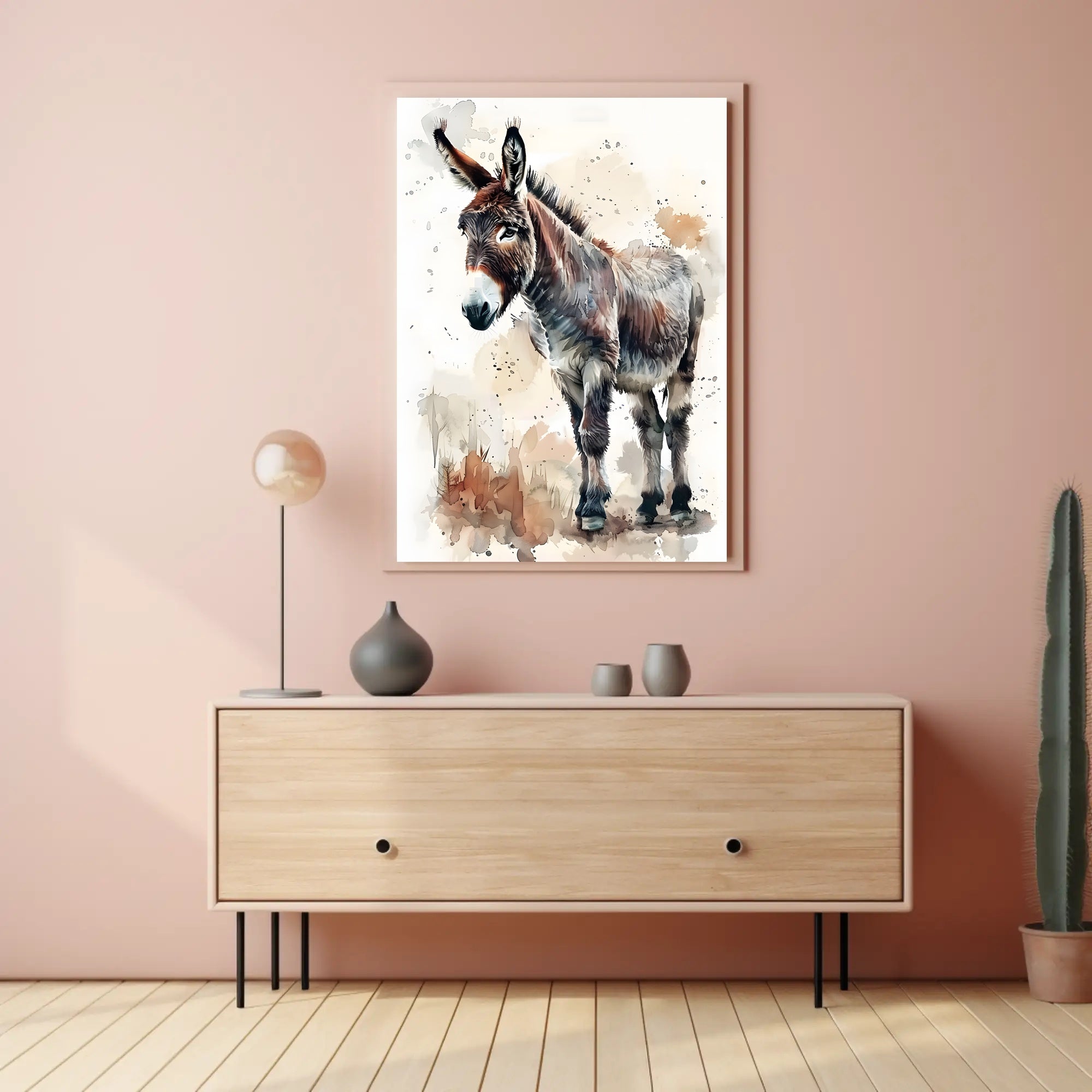 Donkey Watercolor Illustration: Rustic Animal Poster PosterGoat