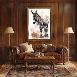 Donkey Watercolor Illustration: Rustic Animal Poster PosterGoat
