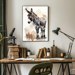 Donkey Watercolor Illustration: Rustic Animal Poster PosterGoat