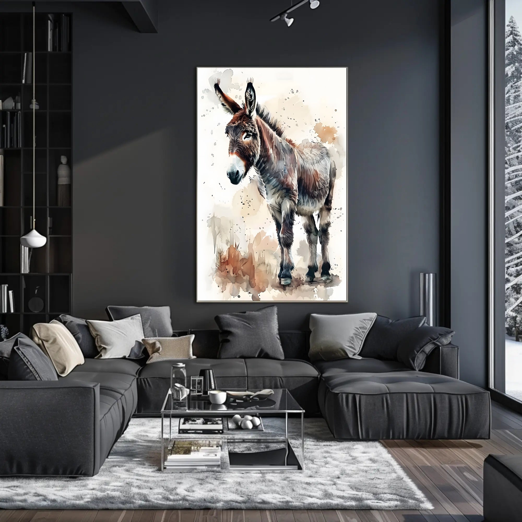 Donkey Watercolor Illustration: Rustic Animal Poster PosterGoat